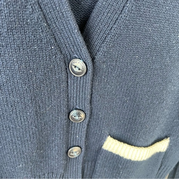 RAG & BONE Navy White Serena Button Front V-Neck Cardigan Sweater Women’s XS - Picture 8 of 16